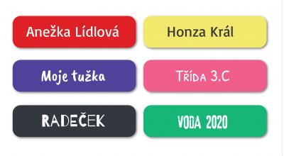 DREPTUNGHI COLORAT etichete cu nume nu doar pentru creioane și pixuri 30x7 mm (80 buc.)