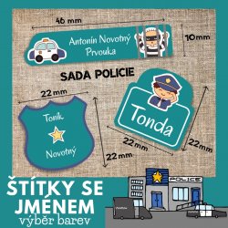 Sada POLICIE mini štítky (45ks)