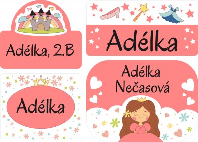 Set PRINȚESĂ etichete mini (60 buc.)
