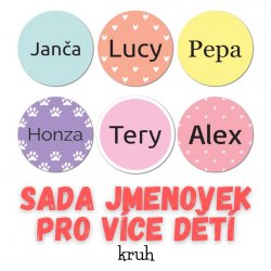 SADA MINI KRUH - jmenovky pro více dětí 20mm (48ks)