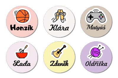 ZÁJMY MINI štítky 22mm (42ks)