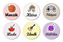 NAŽEHLOVACÍ jmenovky ZÁJMY 22mm (42ks)