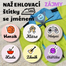 NAŽEHLOVACÍ jmenovky ZÁJMY 22mm (42ks)