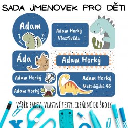 Set DINOZAUR etichete cu nume (42 buc.)
