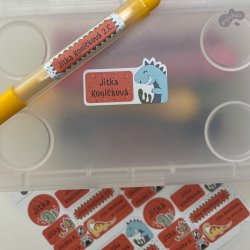 Set DINOZAUR etichete cu nume (42 buc.)