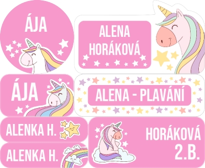 Set UNICORN etichete cu nume (42 buc.)