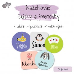 NAŽEHLOVACÍ štítky ŠKOLKA ZNAČKY 22x22mm (42ks)