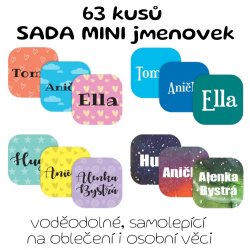 SADA ČTVERCOVÝCH MINI - jmenovky pro více dětí 17x17mm (63ks)