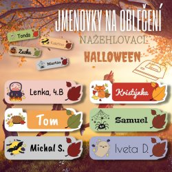 NAŽEHLOVACÍ štítky Halloween 40x12mm (39ks)