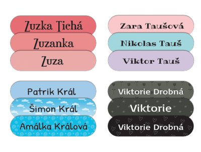 SADA OVÁL jmenovky 45x10mm (45ks)