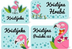 Set FLAMINGO etichete mini (60 buc.)