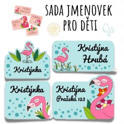 Set FLAMINGO etichete mini (60 buc.)