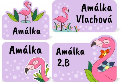 Set FLAMINGO etichete mini (60 buc.)