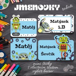 Set ROBOȚI etichete mini (60 buc.)