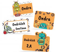NAŽEHLOVACÍ štítky ROBOTI (60ks)