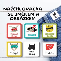 NAŽEHLOVACÍ jmenovky SUPERhrdina 22x22mm (42ks)