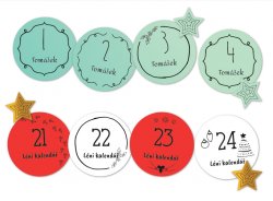 CALENDAR DE ADVENT autocolante 30 mm (24+8 buc.) - Crăciun