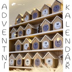 KALENDÁŘ ADVENTNÍ samolepky 30mm (24+8ks) - Vánoční