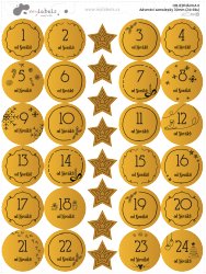 KALENDÁŘ ADVENTNÍ samolepky 30mm (24+8ks) - Vánoční