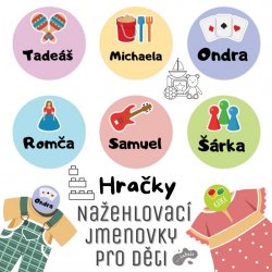 NAŽEHLOVACÍ štítky HRAČKY 20mm (48ks)