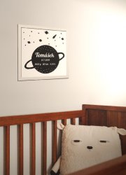NEGRU pe ALB Poster cu datele nașterii 30x30 cm