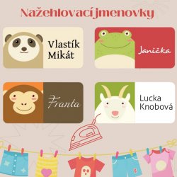 Nažehlovací jmenovky ZVÍŘECÍ kartičky 34x17mm (36ks)
