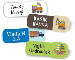 DOPRAVNÍ PROSTŘEDKY jmenovky 45x17mm (27ks)