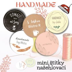 Nažehlovací MINI štítky HANDMADE 22mm (42KS)