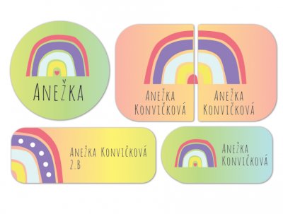 Nažehlovací jmenovky SADA DUHA (40ks)