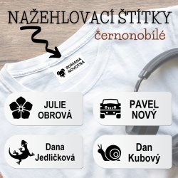 NAŽEHLOVACÍ štítky IKONA ČERNOBÍLÉ 35x15mm (44ks)