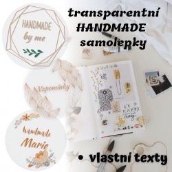 TRANSPARENTNÍ HANDMADE samolepky 44mm (12ks)
