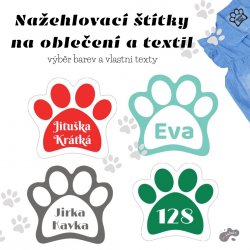 MA - NAŽEHLOVACÍ jmenovky TLAPKA 28x25 mm (12ks)