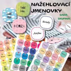 NAŽEHLOVACÍ jmenovky sada SKUPINA 30x30mm (24ks)