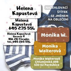 Nažehlovací PUNTÍKY jmenovky 45x20mm (24ks)