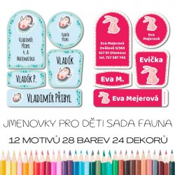 FAUNA SET, autocolante cu nume (45 buc.)