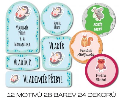 FAUNA SET, autocolante cu nume (45 buc.)