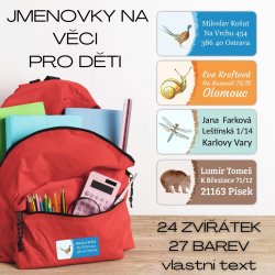 Acuarelă ANIMĂLUȚE etichetă cu nume 45x20 mm (24 buc.)