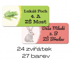 Nažehlovací Akvarel ZVÍŘÁTKA jmenovka 45x20mm (24ks)