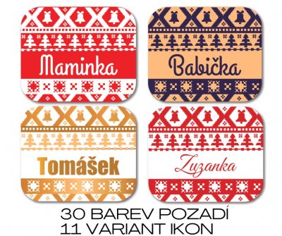 Vánoční NORDIC jmenovky, 35x29mm (24Ks)