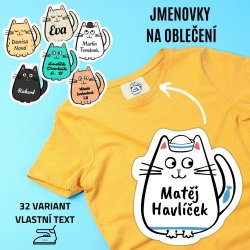 MA - Nažehlovací KOČIČKA jmenovka na oblečení 32x34mm (10ks)