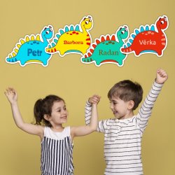 MA - Dinozaur etichetă cu nume 34x29 mm (12 buc.)