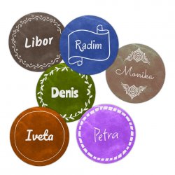 HANDMADE autocolante și etichete cu nume de CRĂCIUN SET 43 mm (12 buc.)
