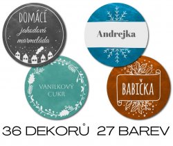 HANDMADE autocolante și etichete cu nume de CRĂCIUN SET 43 mm (12 buc.)