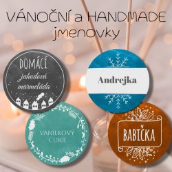 HANDMADE autocolante și etichete cu nume de CRĂCIUN SET 43 mm (12 buc.)
