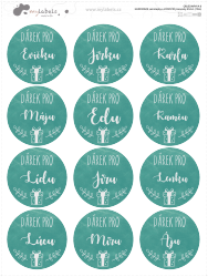 HANDMADE autocolante și etichete cu nume de CRĂCIUN SET 43 mm (12 buc.)