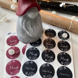 HANDMADE autocolante și etichete cu nume de CRĂCIUN SET 43 mm (12 buc.)