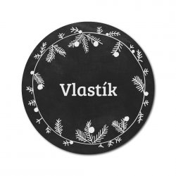 HANDMADE samolepky a VÁNOČNÍ jmenovky SADA 43mm (12ks)