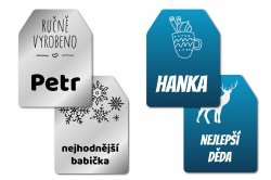 Etichete cu nume de Crăciun pentru cadouri, set GIFT 32x43 mm (16 buc.)