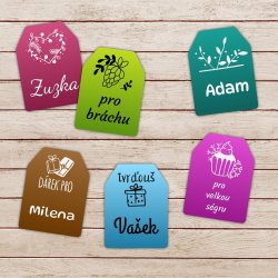 Etichete cu nume de Crăciun pentru cadouri, set GIFT 32x43 mm (16 buc.)