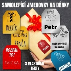 Etichete cu nume de Crăciun pentru cadouri, set GIFT 32x43 mm (16 buc.)